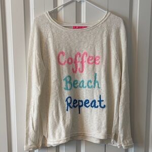 Lilly Pulitzer White light weight Sweater with Colorful Text